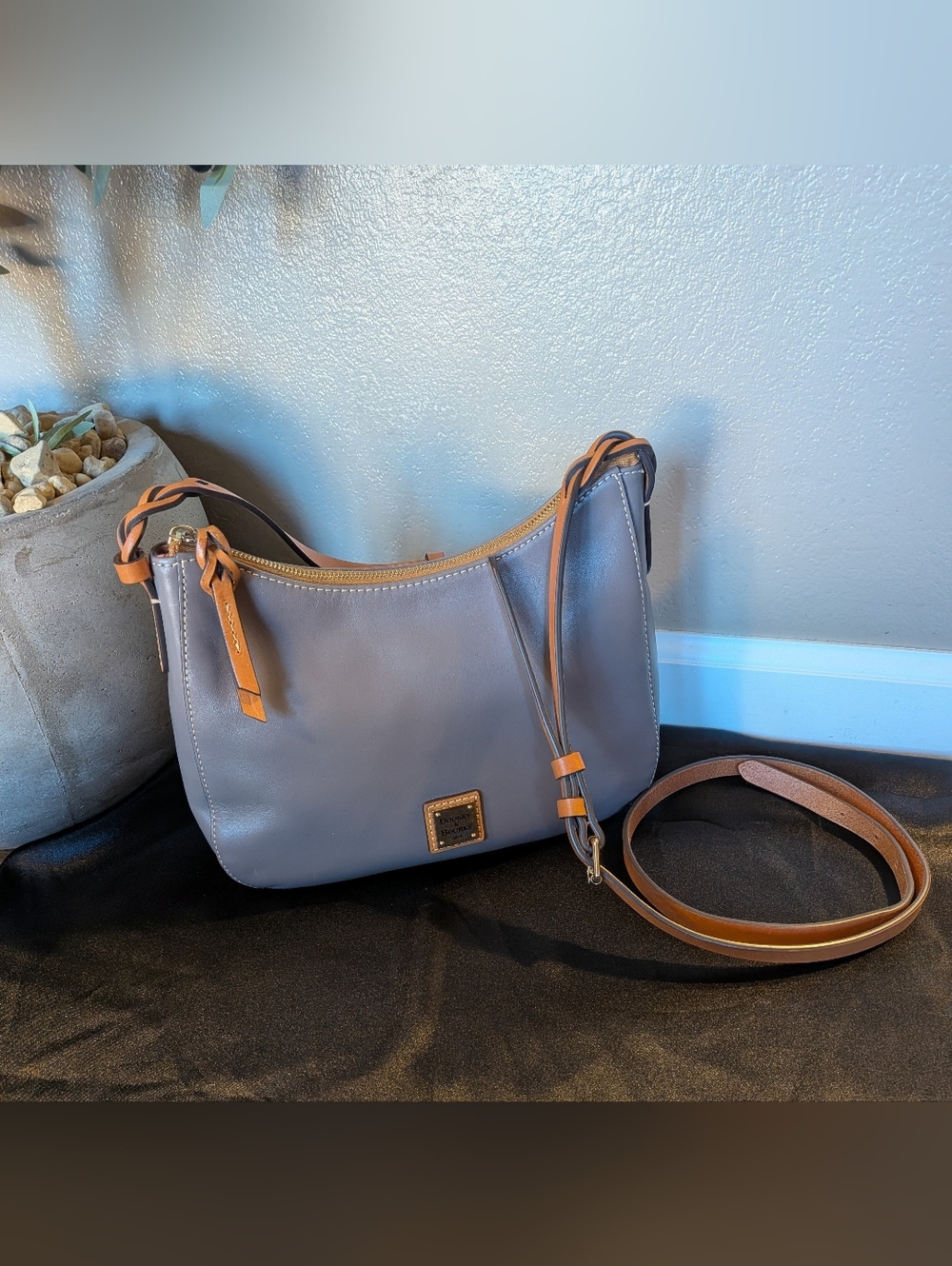 Dooney & Bourke Gray Crossbody with Tan Trim